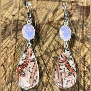 Leopardite Rhyolite Jasper Earrings 2 1/4”